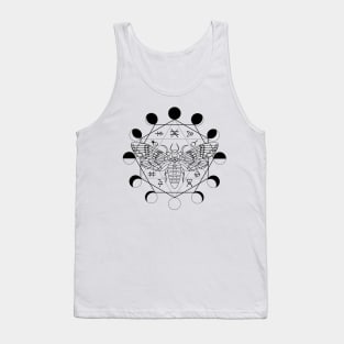 Death's Head Moth, Moon Phase, Alchemical Symbols Tank Top